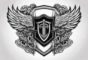 Valhalla sword  fire chains shield wings tattoo idea