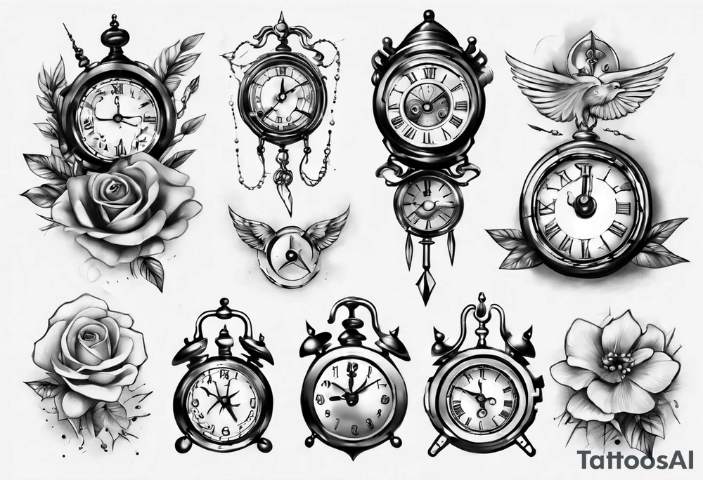 Baby clock name tattoo idea