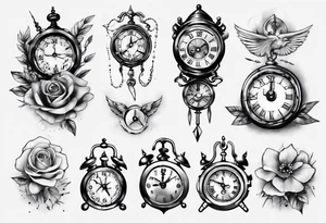 Baby clock name tattoo idea