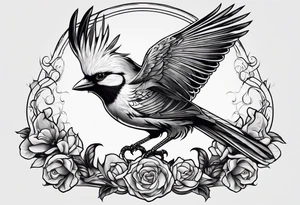 Scary black and white bird chest tattoo idea