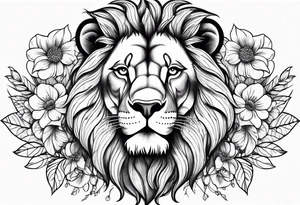 lion,love, design, flowers tattoo idea