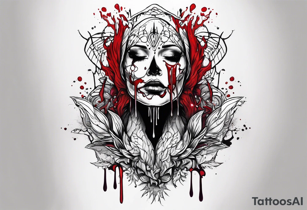 dead aven dripped in blood tattoo idea