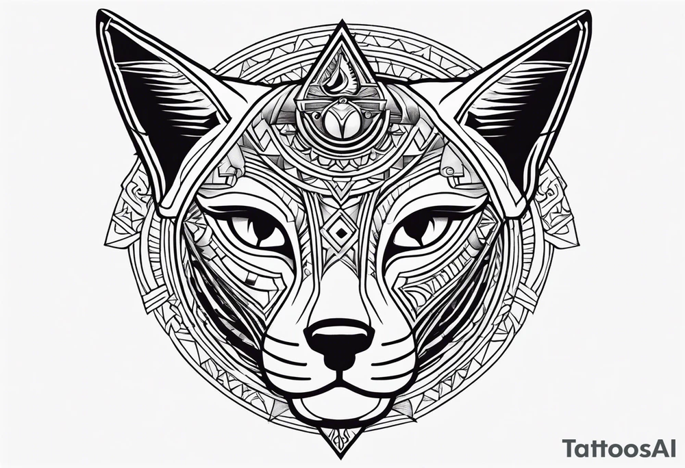 Simple tattoo of Bastet in a simple way, masculine but with the eye of Ra tattoo idea