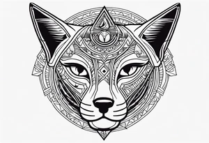 Simple tattoo of Bastet in a simple way, masculine but with the eye of Ra tattoo idea