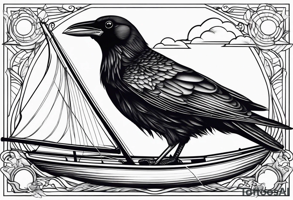 Chough (bird), sailing boat tattoo idea