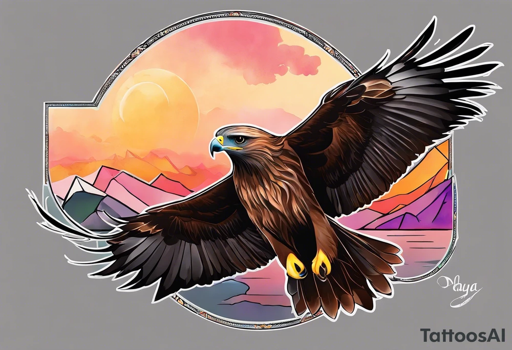 I want a tattoo for my daughter, her name is Daya which means black kite. I also love natur and I'm a climate change activist. Make the black kite soft, little more child like. For small tattoo tattoo idea