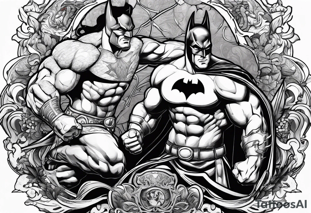 hercules fighting with batman tattoo idea