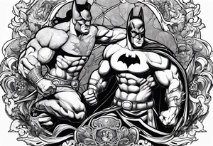 hercules fighting with batman tattoo idea