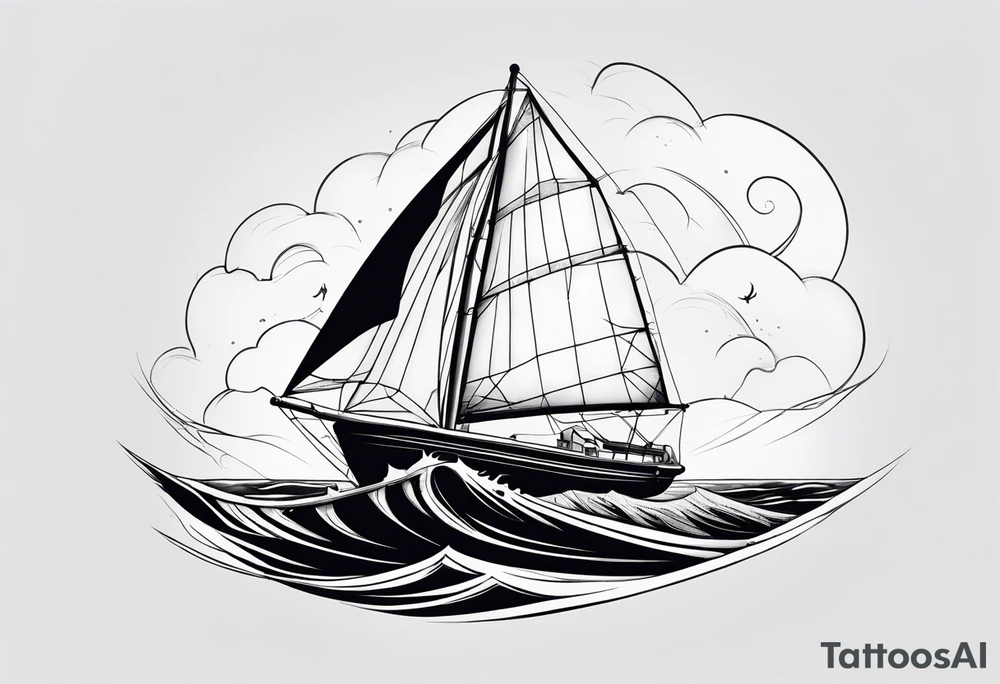 Torn sail sailboat tattoo idea