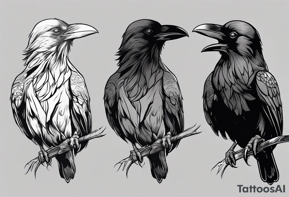 Raven facing forward sitting on a hat tattoo idea