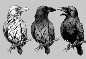 Raven facing forward sitting on a hat tattoo idea