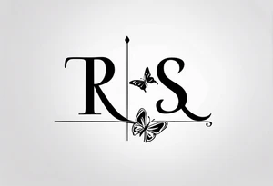 The initials R and S with a small butterfly on the S tattoo idea