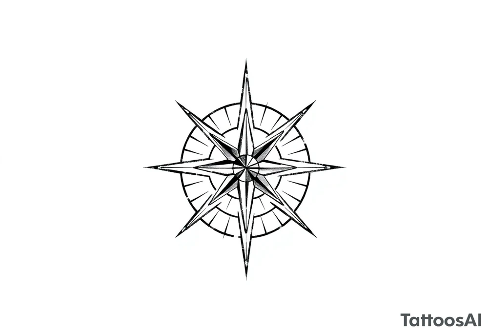 Simple Double layered compass rose tattoo idea