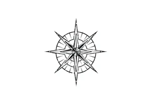 Simple Double layered compass rose tattoo idea