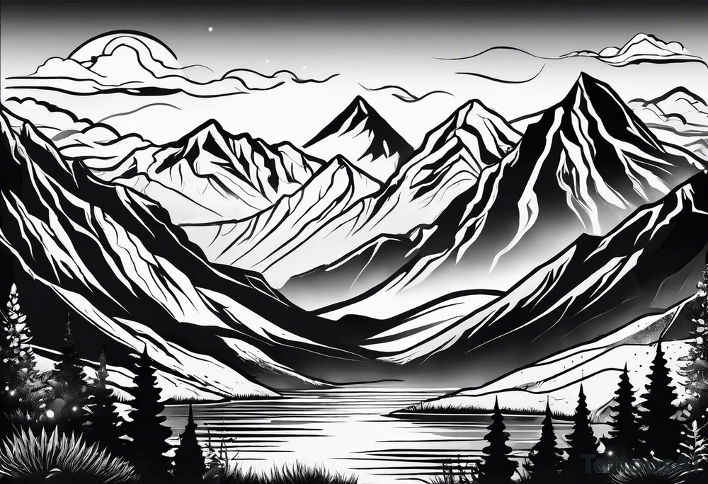 Mountain range silhouette chic tattoo idea