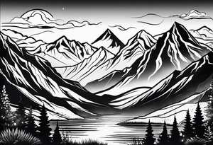 Mountain range silhouette chic tattoo idea