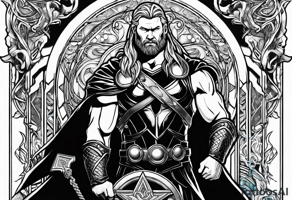 Thor with an Atheist "A" in the background tattoo idea