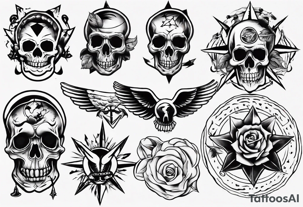 Different tattoos in traditional tattoo style tattoo idea Different tattoos in traditional tattoo style tattoo idea