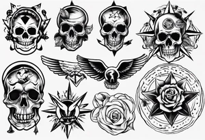 Different tattoos in traditional tattoo style tattoo idea