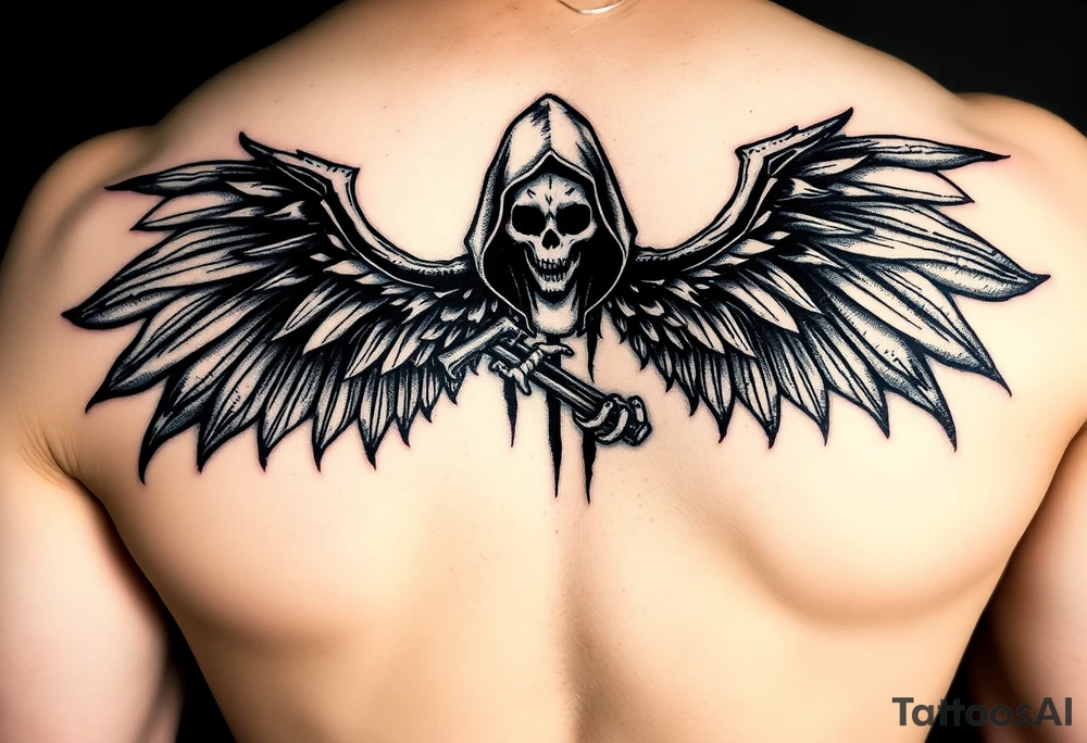 Grim reaper with wings tattoo idea