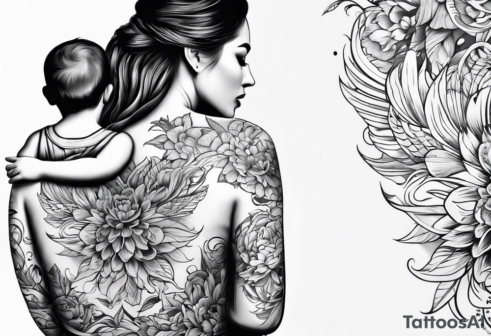 mom and child view from back tattoo idea