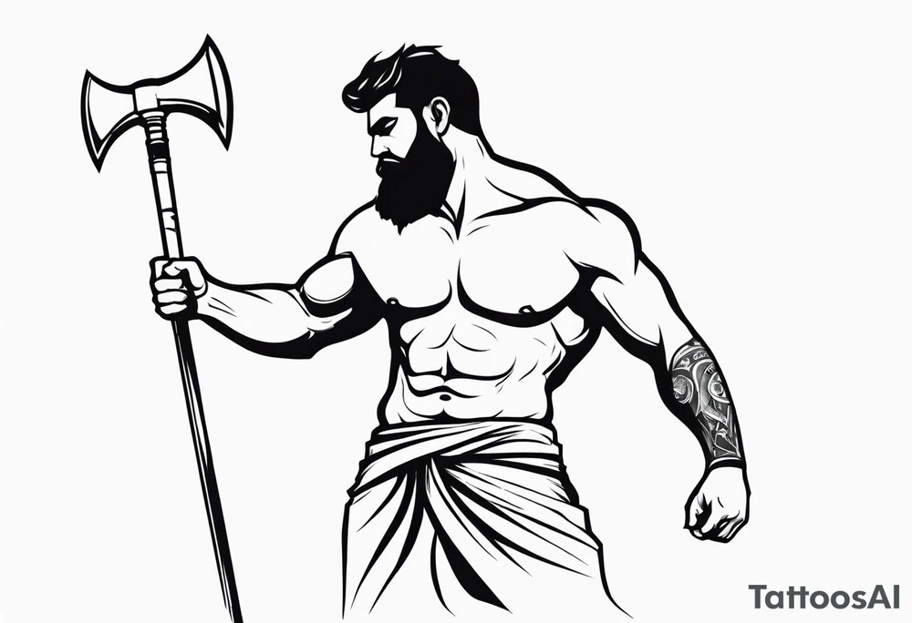 full body drawing of a giant holding a club tattoo idea