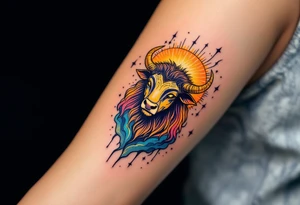 Taurus ♉ glows like a golden bull in the sky, steady and strong beneath the velvet night. tattoo idea