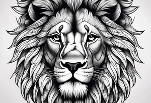 Feminine lion with feathers floral tattoo idea