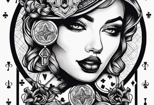 woman with smoke in mouth; poker chips on hand tattoo idea