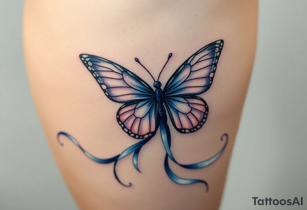 ethereal butterfly with flowing silk ribbons in moonlight tattoo idea