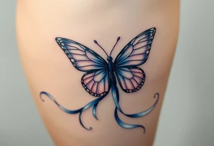 ethereal butterfly with flowing silk ribbons in moonlight tattoo idea