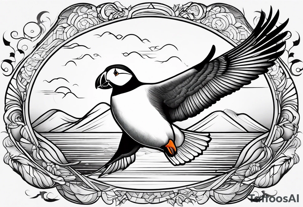 a flying puffin without background - masculine art style tattoo idea a flying puffin without background - masculine art style tattoo idea