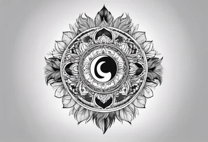 Mandala feather with birds, music, yin and yang, water tattoo idea
