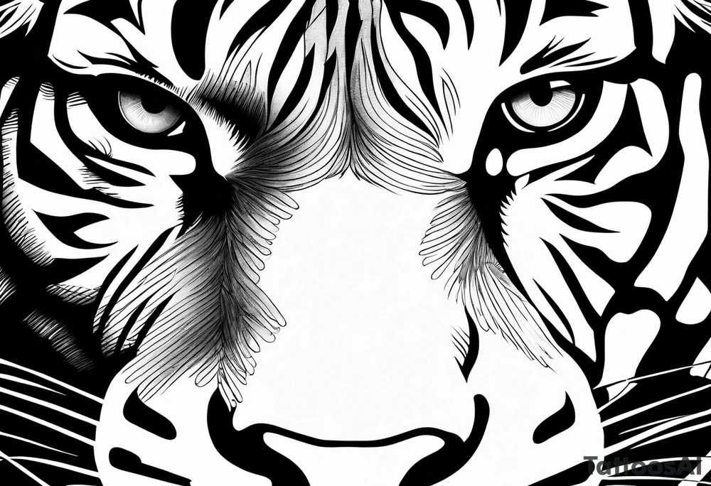 tiger and a hawk eye face together tattoo idea
