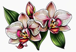 Small Cymbidium orchid rose on each side tattoo idea