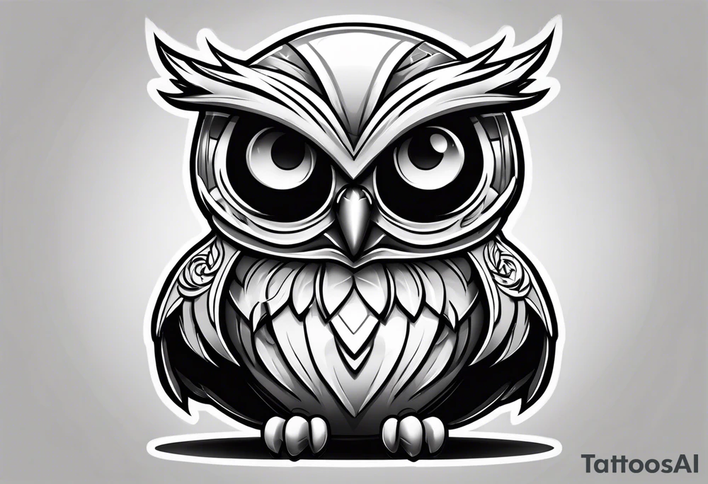 cartoon owl dressed up in a ghost halloween costume in a wrestling ring tattoo idea