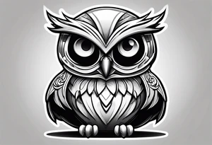 cartoon owl dressed up in a ghost halloween costume in a wrestling ring tattoo idea