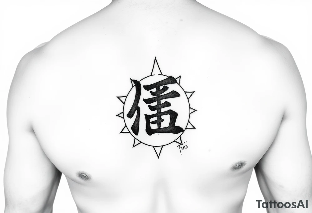 Fred in katakana with a star around it vertically on my stomach tattoo idea