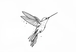 Fine line hummingbird in flight with small dot details tattoo idea
