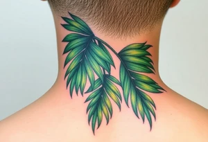 realistic large woven palm leaves tattoo idea