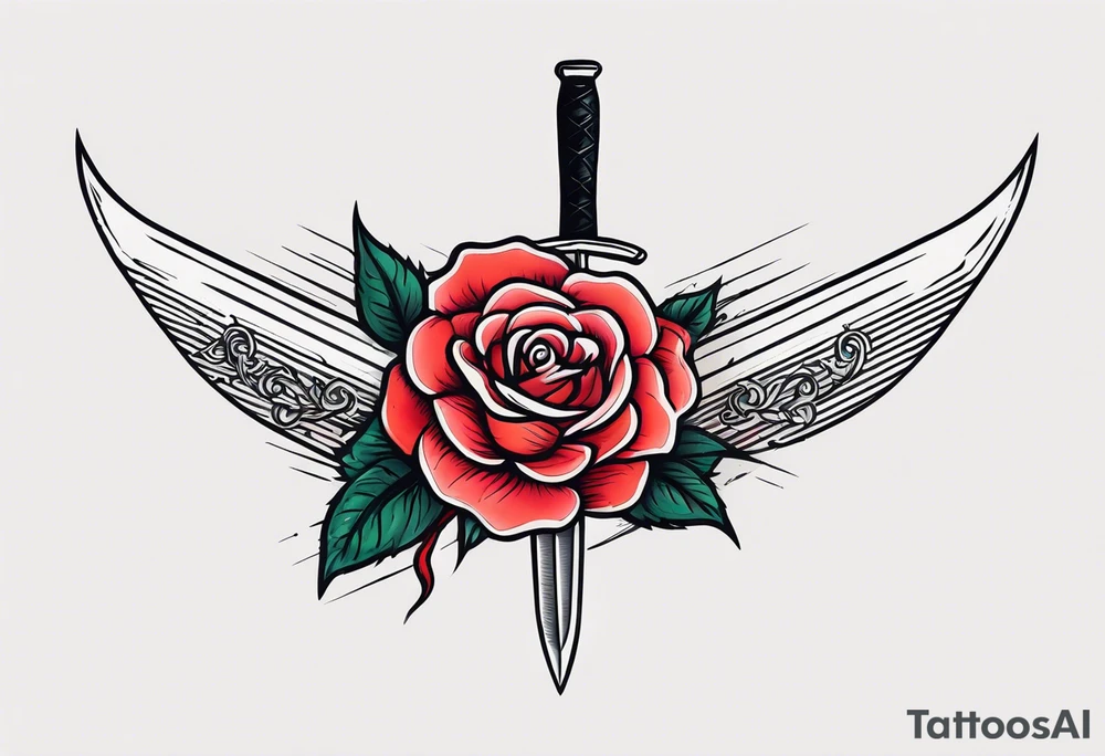 Messer mit Stacheldraht und Rose tattoo idea