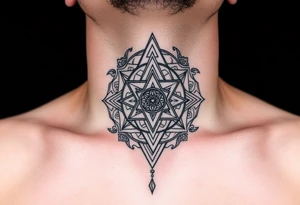 multiple layers of sacred geometry, on the throat and neck tattoo idea