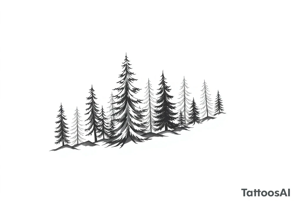 Coniferous forest tattoo sleeve black and gray tattoo idea Coniferous forest tattoo sleeve black and gray tattoo idea