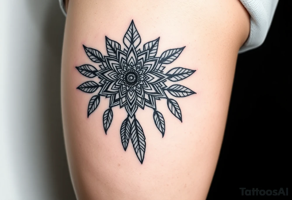 spiritual feathers ornamental mandala shaman tattoo idea