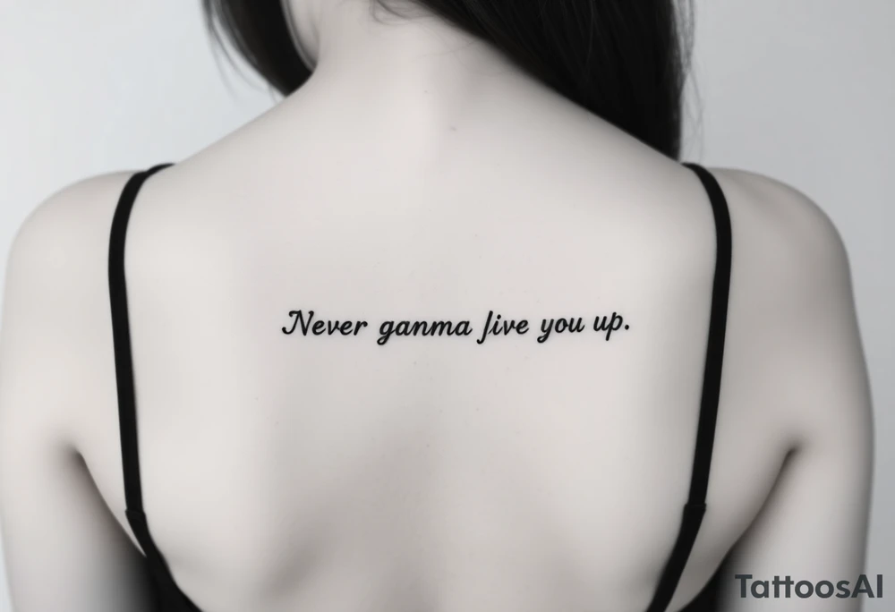 Young Rick Astley Meme Dance and Never Gonna Give You Up text tattoo idea