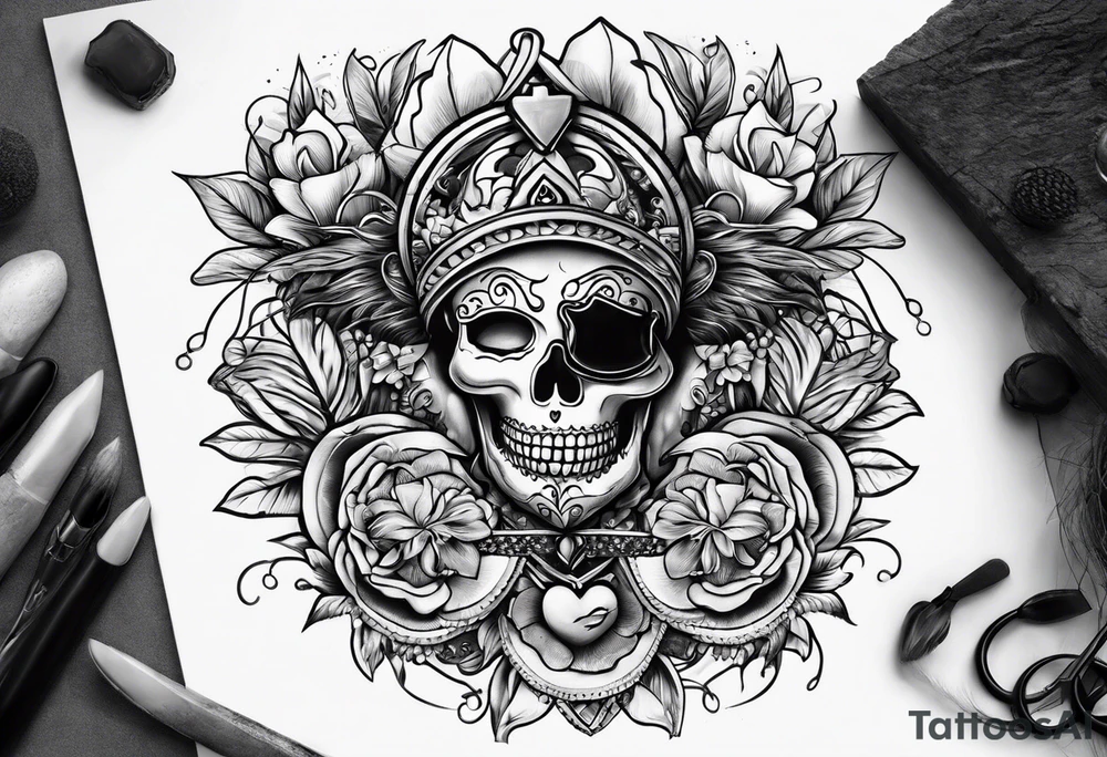corazon con la playa tattoo idea