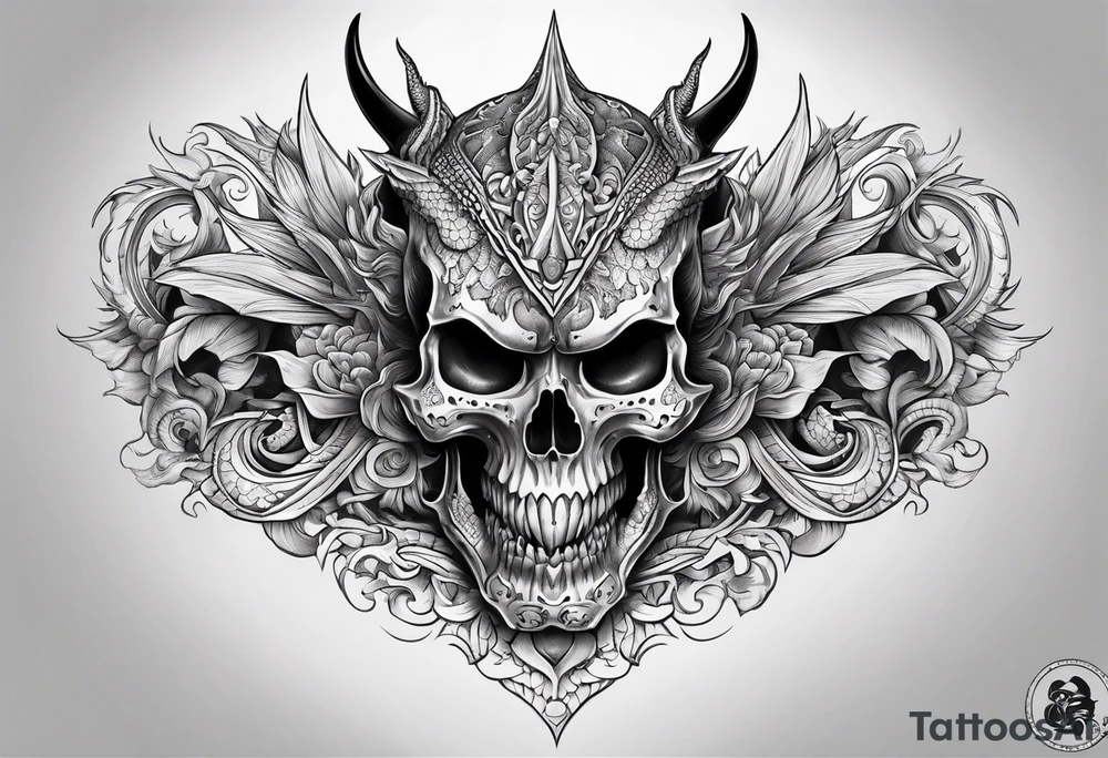 Dragon skull mexican tattoo idea