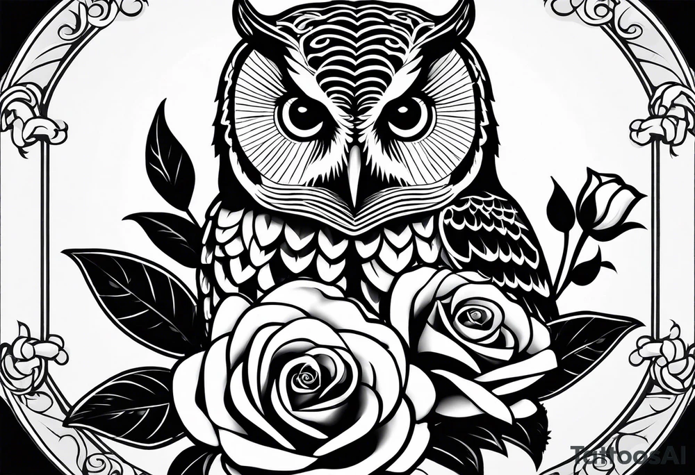 Barred owl and a rose tattoo idea