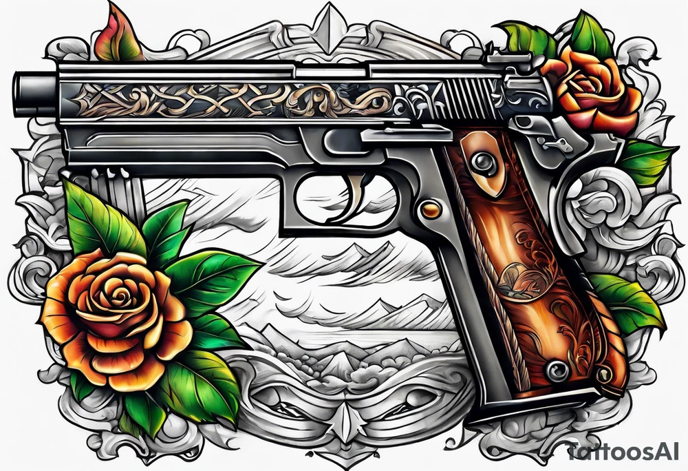 The letters AR with a pistol on each side tattoo idea