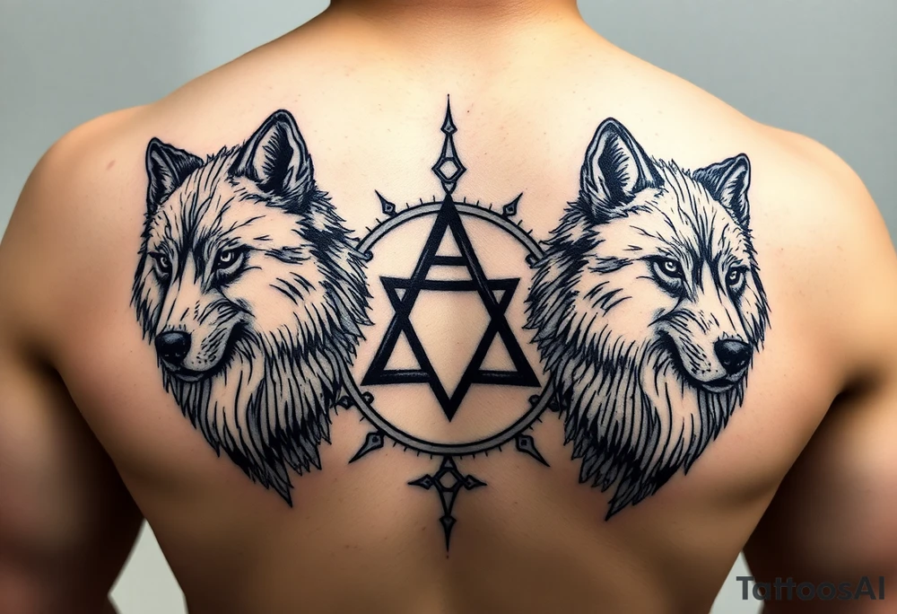powerful wolfs with a Triskelion tattoo idea